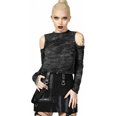 Killstar tričko Punkster Cold Shoulder Čierna