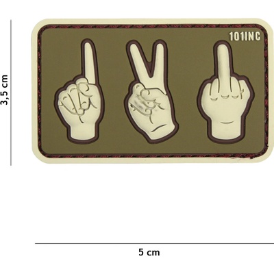 Gumová nášivka 101 Inc One, Two, Fuck You - olivová-piesková
