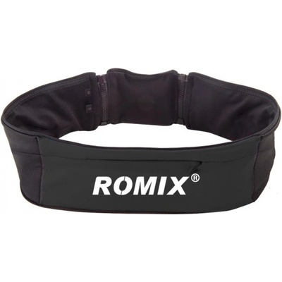 Púzdro ROMIX športové opasok s veľkou kapsou a dvoma menšími kapsičkami na behanie – veľ. S/M – čierne
