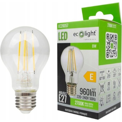 Berge LED žiarovka E27 8W 230V 800lm- Retro filament teplá biela