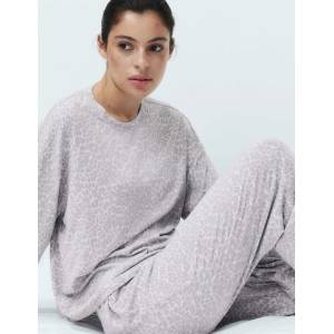 Marks & Spencer Топла плетена пижамна комплект с принт и маншети Marks & Spencer сива Marks & Spencer | Siv | ЖЕНИ | S