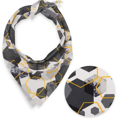 Biante bavlněný šátek Sandra SA-568 šedo-modrofialové mramorové hexagony na bílém