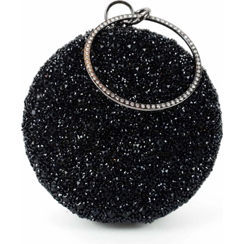 Блестяща черна кръгла чанта