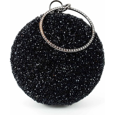 Блестяща черна кръгла чанта