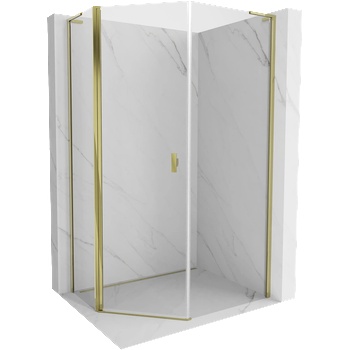 Mexen Mist L петоъгълна асиметрична душ кабина с врата 90 х 100 см, прозрачна, златна - 8A8L-090-100-50-00 (8A8L-090-100-50-00)