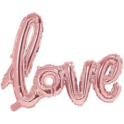 PARTYDECO Balón fóliový LOVE Valentín Svadba rose gold ružovo zlatý 73 x 59 cm