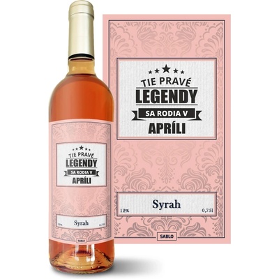 Sablio Tie pravé legendy sa rodia v apríli Syrah ružové suché víno 12 % 0,75 l (čistá fľaša)