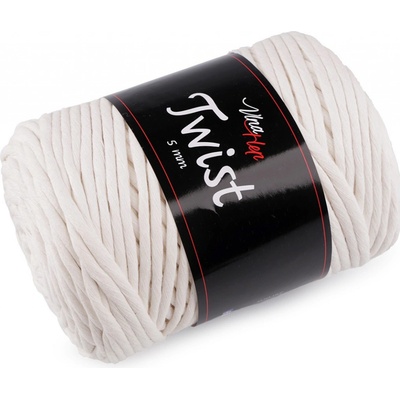 Prima-obchod Bavlněná pletací příze Twist macrame 500 g rozčesávací, barva 7 (8171) béžovobílá