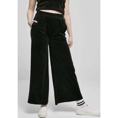 Urban Classics dámske široké nohavice ladies high waist straight velvet sweatpants black