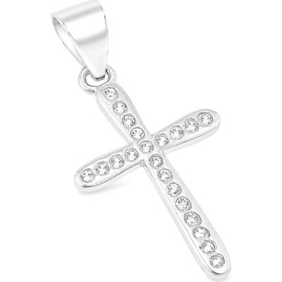Argento Strieborný prívesok krížik číre okrúhle zirkóny 85759