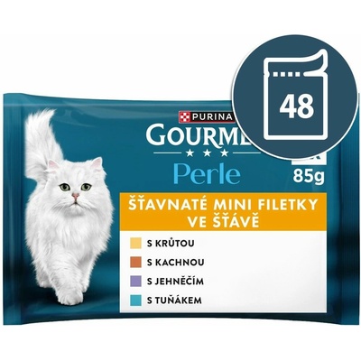 Gourmet Perle krůta tuňák kachna jehněčí ve šťávě 48 x 85 g