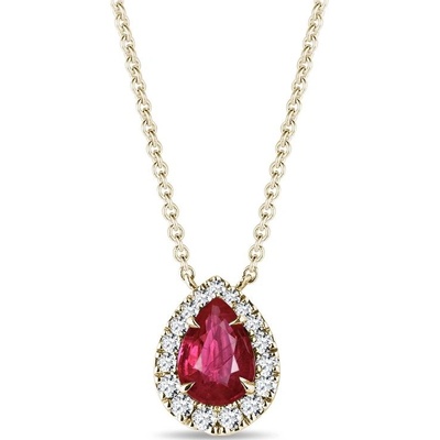 Klenota Elegantný diamantový náhrdelník zo žltého zlata s rubínom k0814053