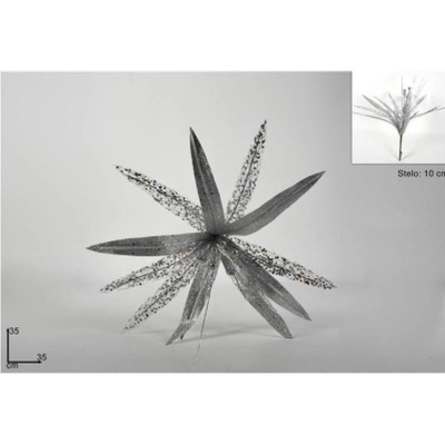 MAKRO Vianočný kvet strieborný na štipci