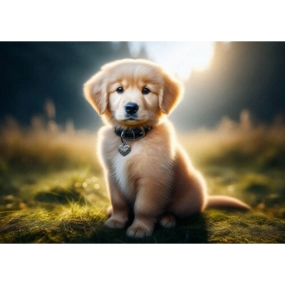 (B) 3D pohľadnica Puppy Silver Heart AI (Šteniatko)