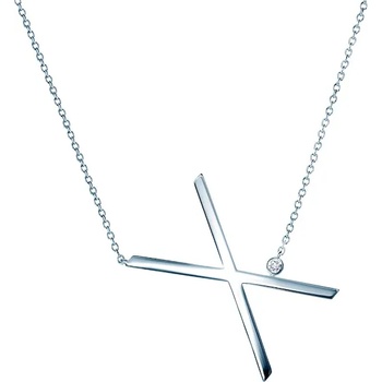 Image 1 of SAVICKI Колие с буква Х: сребро. бял сапфир