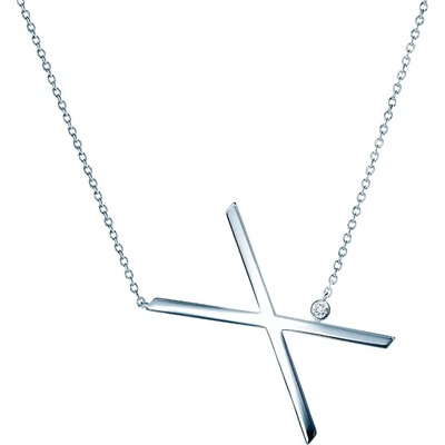 SAVICKI Колие с буква Х: сребро. бял сапфир