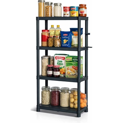 Prosperplast Regál plastový 4 police STACKARO SMALL 58 x 28 x 131,5 cm - černý