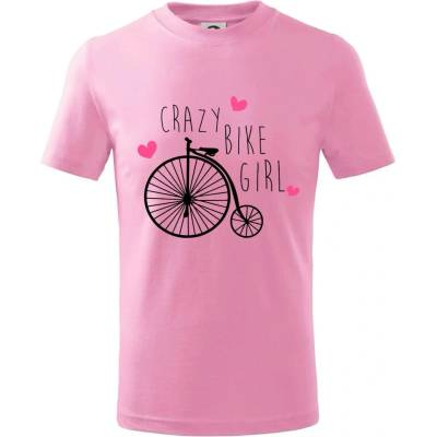 Crazy bike girl tričko detské ružová