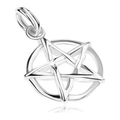 Šperky Eshop Přívěsek pentagram v kruhu stříbro 925 SP01.30