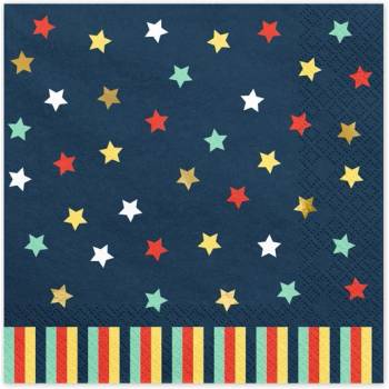 PartyDeco Парти Салфетки "Звезди", Тъмносини, (1 Пакет / 12 Бр. )