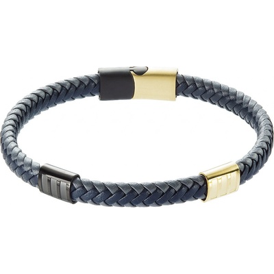 Evolution Group náramek pánský recykl.kůže modrošedá a zlaté ozdoby 43033.3 modrá/šedá