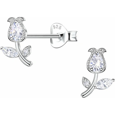 Nefertitis 33280 Stříbrné náušnice pecky se zirkony TULIPÁN 8 mm NF59519 8 mm, 0,72 g