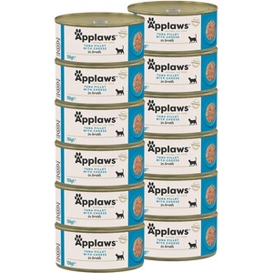 Applaws Консерва за котки с риба тон и сирене в бульон 12 x 156 г