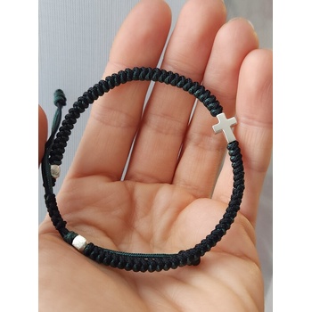 Image 1 of Мъжка плетена гривна със сребърен кръст (МСГ 5)