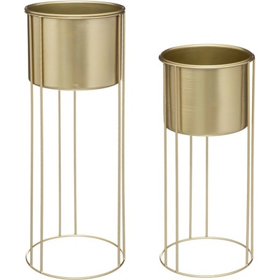 ATMOSPHERA KOVOVÝ kvetináč SO STOJANOM MAX GOLD 58 x 21,5 CM+41,5 x 18,5 CM ZLATÁ 2 ks