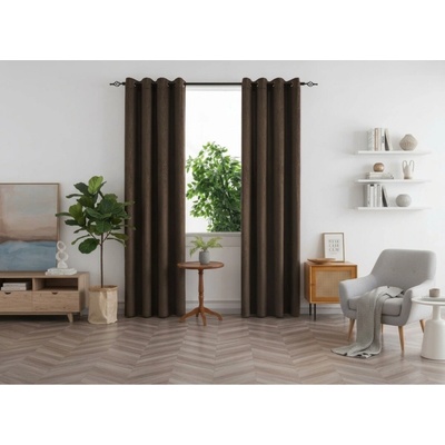Textilomanie Zatemňovací závěs DUNES VELVET 140x250 cm, hnědý Zavěšení: Řasící páska