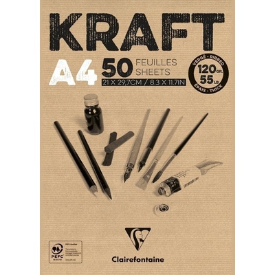 Clairefontaine Brown Laid Kraft Pad Скицник 50 A4 120 g (975815C)