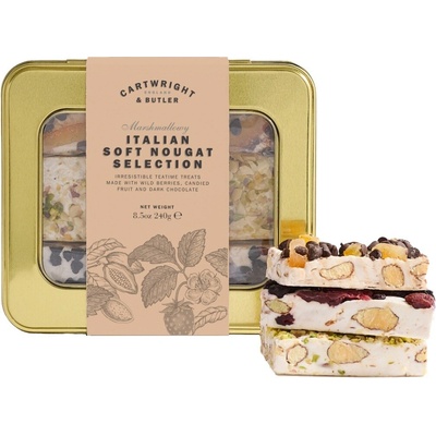 Cartwright & Butler Italian Soft Nougat Selection Nugátové mandlové tyčinky v plechové dóze 240 g