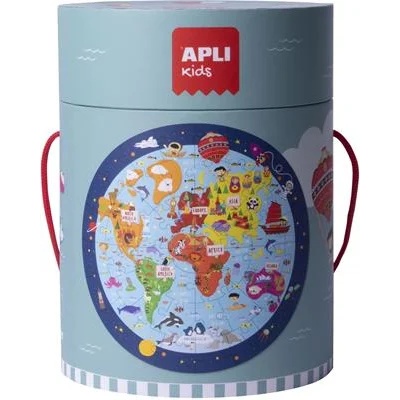 APLI Пъзел, кръгъл, 48 части, APLI Kids "Кръгъл пъзел", карта на света 18201 (18201)