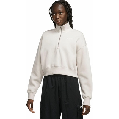 Nike NSW PHNX FLC QZ Crop biela