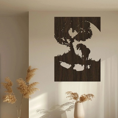 dřevo života Dřevěný obraz koně ŽIVOTNÍ ENERGIE Rozměry (cm): 57x80, Zvolte barvu dekoru: Wenge