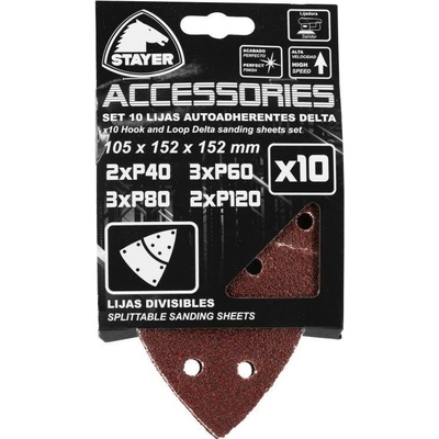 Papír brusný k bruskám DELTA 150, 105 x 152 x 152 mm - zrno 40-120, 10 ks, STAYER