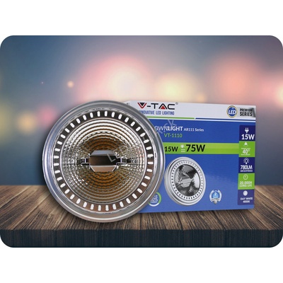 V-TAC G53 LED COB ZAPUSTENÁ žiarovka 15W, AR111, 12V Teplá biela