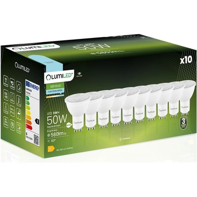 Lumiled 10x LED žiarovka GU10 6W = 50W 580lm 6500K Studená biela NASTAVITEĽNÁ 24° 36° 60°