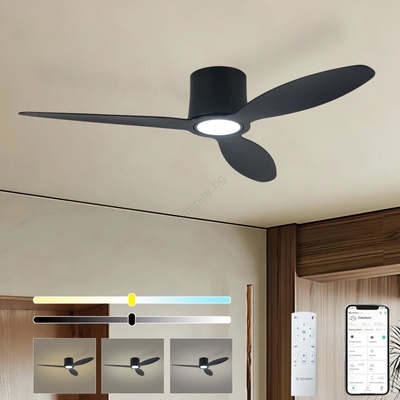 ZEVENTI - LED таванен вентилатор VENTORA LED/24W/230V Wi-Fi Tuya черен + с дистанционно управление (ZV0075)
