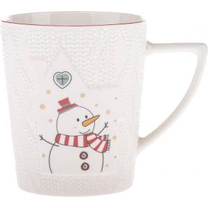 Dakls Бяла порцеланова чаша с коледен мотив 380 ml Snowman - Dakls (SAL6138)