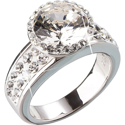 Evolution Group Stříbrný prsten s krystaly bílý 35809.1