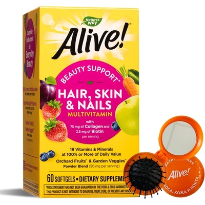 Nature's Way Alive Hair, Skin & Nails Multivitamin, 60 софтгел капсули, Nature's Way (11094)