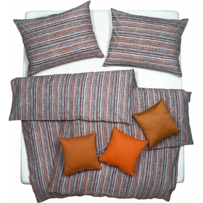SCANquilt Obliečky krep prúžky tyrkysová 140x200 70x90