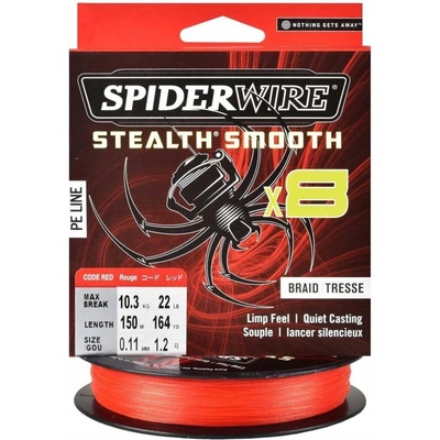 Spiderwire šnúra Stealth Smooth8 Červená 150m 0,11mm 10,3kg