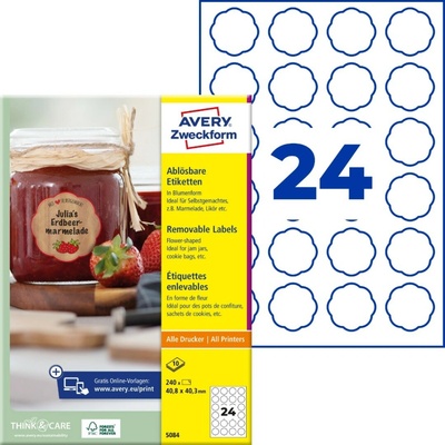 Etikety Avery Zweckform 5084 Samolepící etikety tvaru květiny (5084)