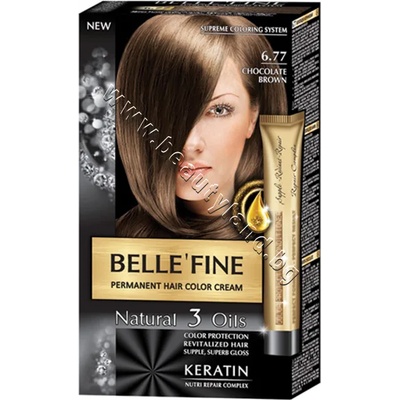 BELLE’FINE Боя за коса Belle'Fine, 6.77 Chocolate Brown, p/n BF-16306.77 - Крем-боя за коса с провитамин B5, шоколадово-кафява (BF-16306.77)