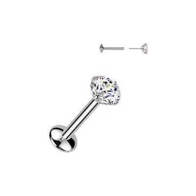 Šperky4U Piercing do brady PUSH IN labreta TITAN Moissanit 0.25ct (4mm) TM021
