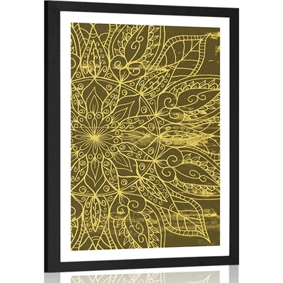 Plakát s paspartou textura Mandaly - 20x30 silver