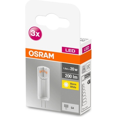 Osram 3PAK LED žiarovka G4 kapsula 1,8W = 20W 200lm 2700K 300° 12V