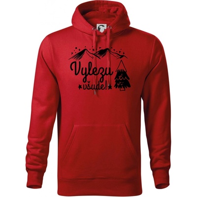 Vylezu všude hory mikina s kapucí hooded sweater červená